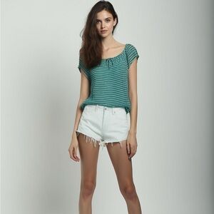 Gap Striped Green Women's Top Size M